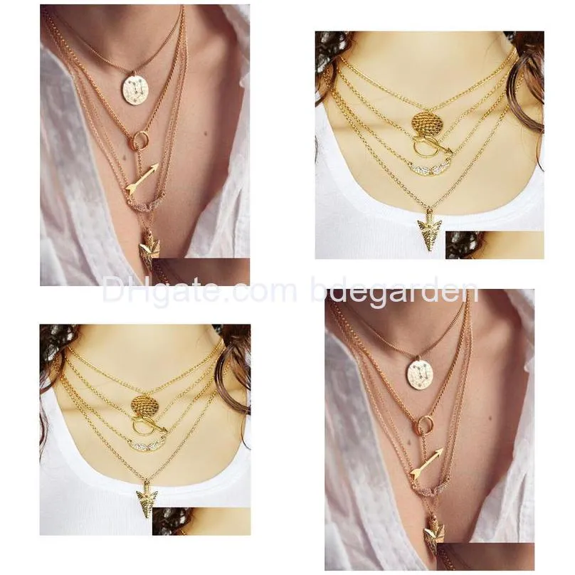 necklaces pendant women men modern dainty arrow char gold charms plated chain long pendant necklaces