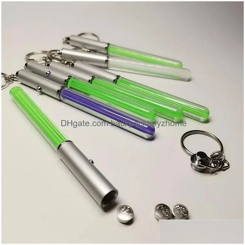 led flashlight stick keychain party favor mini torch aluminum keychains key ring durable glow pen magic wand stick lightsaber led light
