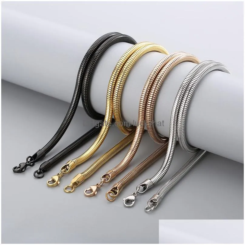 stainless steel round snake chain link necklace for men women gift jewelry accessories wholesale