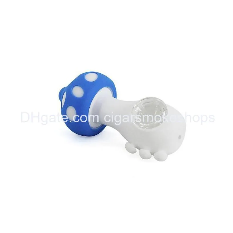 mushroom like silicone hand oil burner smoking pipes dab rig accessories colorful oil burners