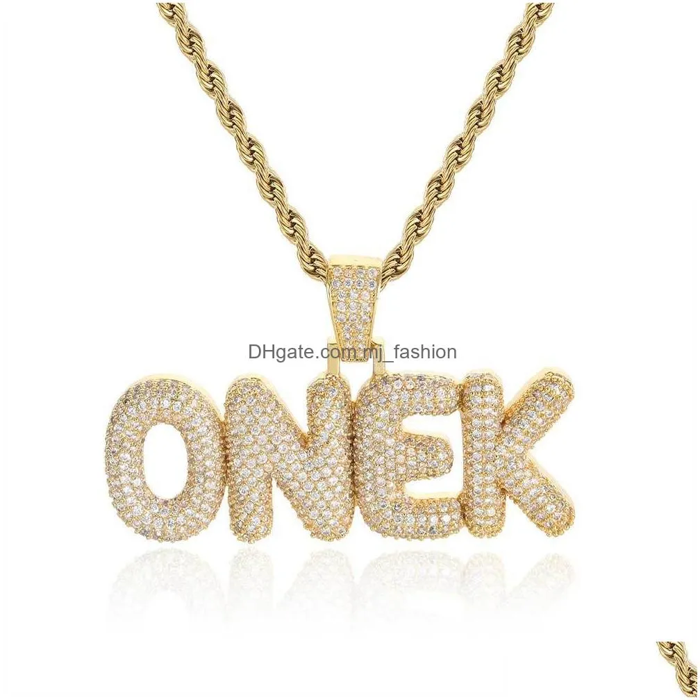 topbling hip hop az custom pendant necklace charm bubble letter 18k real gold plated jewelry