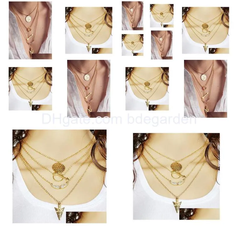 necklaces pendant women men modern dainty arrow char gold charms plated chain long pendant necklaces