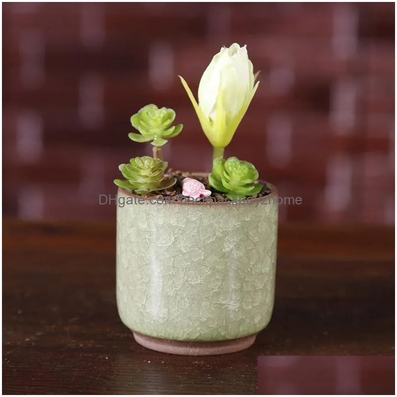 ice cracked mini ceramic flower pot colorful cute flowerpot for desktop decoration meaty potted plants planters dhs