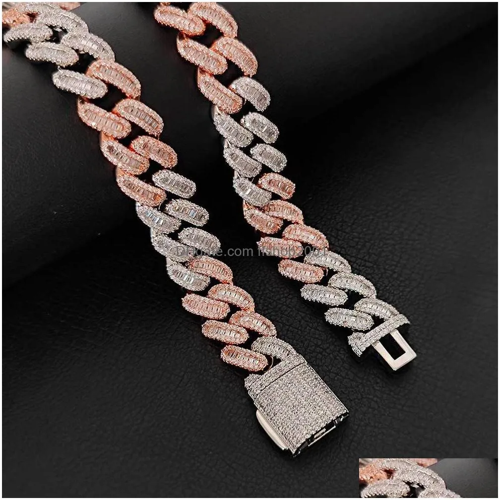 15mm hip hop t cubic zirconia tennis chain 18k real gold plated graduated link necklaces