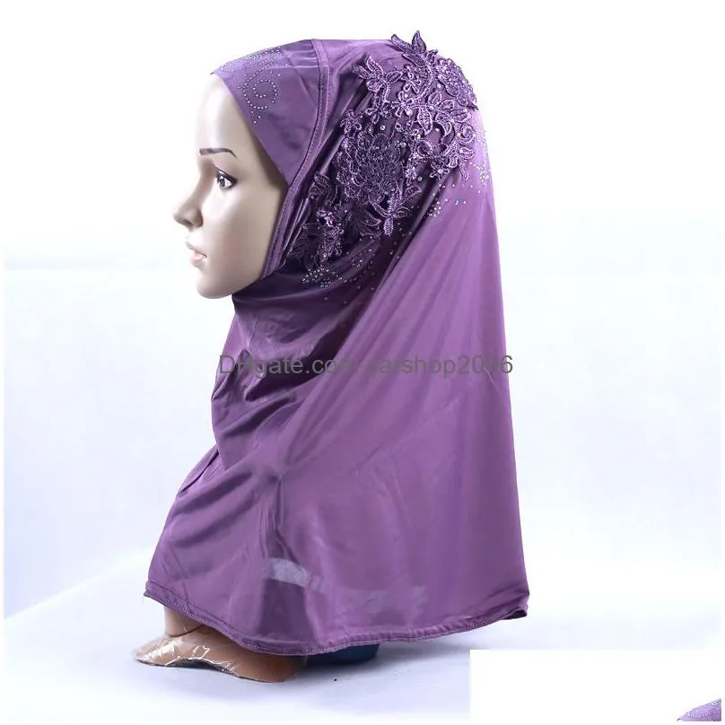 islam mask muslim headscarf high quality fashion silk drill long scarf woman summer national wind cover vf0011