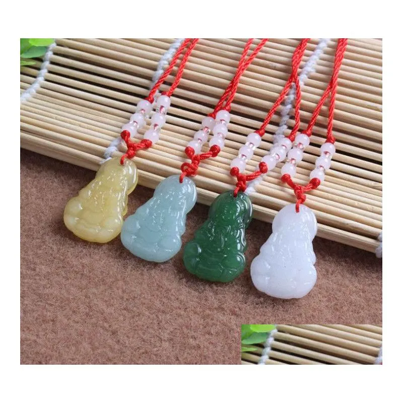 buddha pendant necklace for women jade jewelry crystal buddha necklaces punk couple pendants red rope ornament