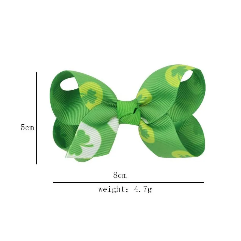 irish st. patricks day hair clips kids girls ireland shamrocks diamond hair claws kids thread clover bow barrettes baby accessories 06