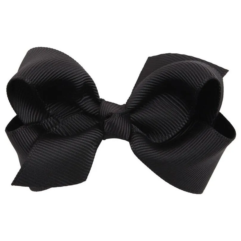 85pcs/lot 3.33.5 ribbon bows with clip solid color baby hair bow boutique hair accessories girls hair clips 4.5cm