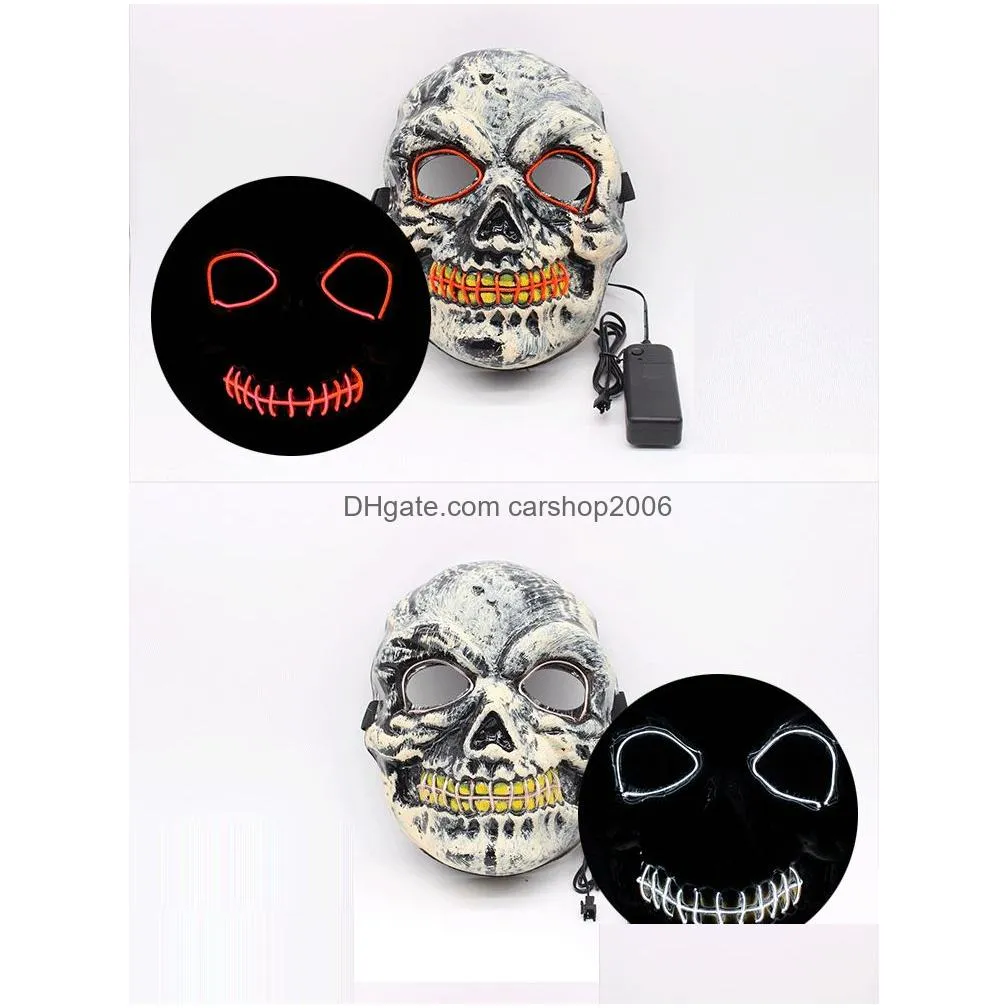 halloween el wire glow skull mask skull face mask glowing in the dark horror mask adjustable flashing halloween party masks dbc vt0725