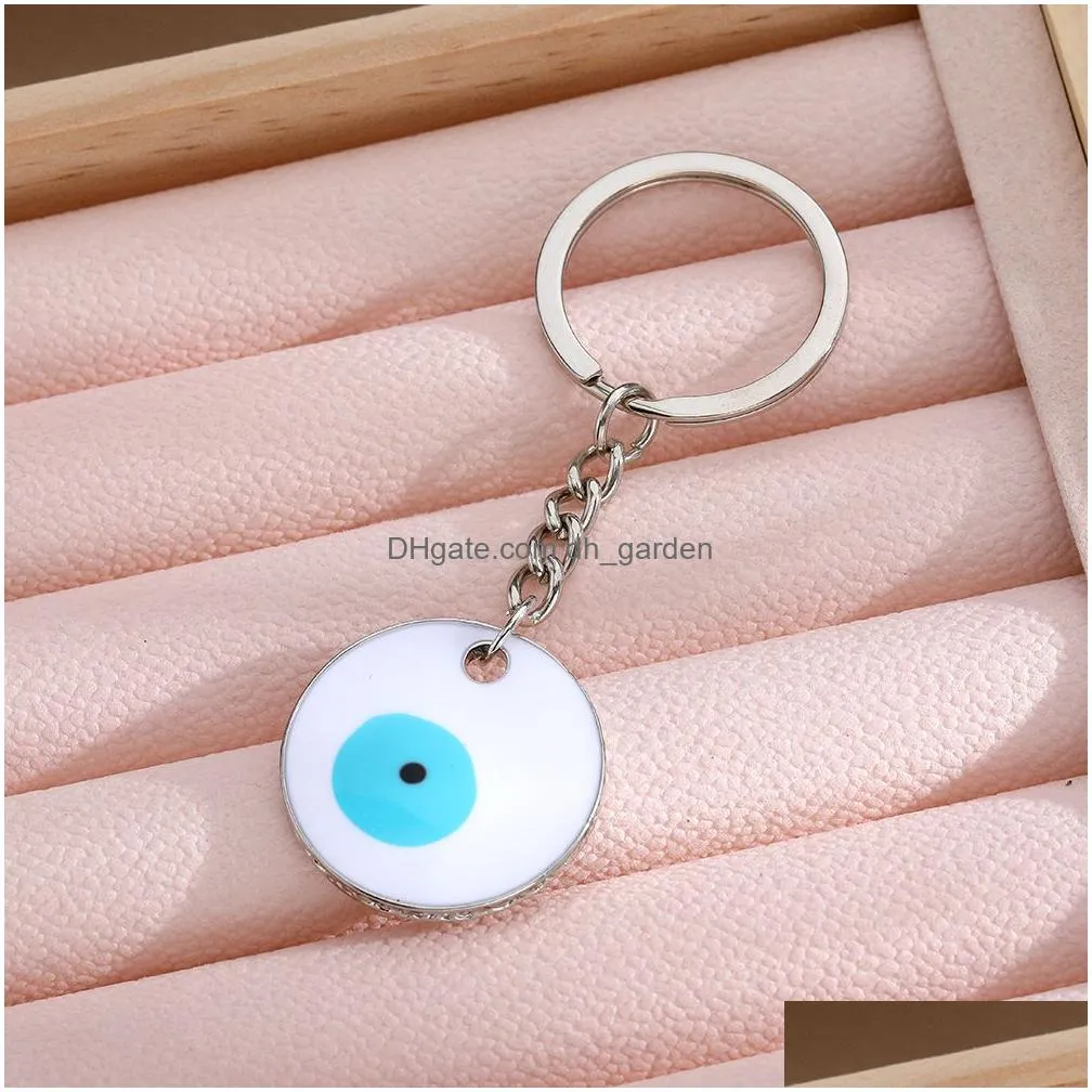 gold silver turkish evil eye keychains lucky blue pink red eye charm key chain keyring for men women car key pendant