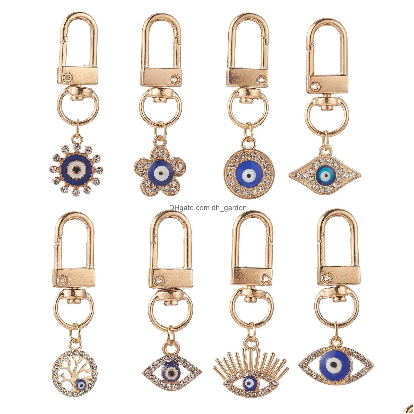 turkish evil eye charm keychains lucky painting blue mini key chain keyring for men women car key pendant