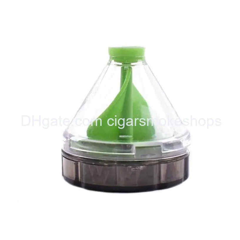 mini tobacco grinders smoking accessories fan funnel like 50mm diameter 2 layers plastic dry herb crushers hand crusher colorful