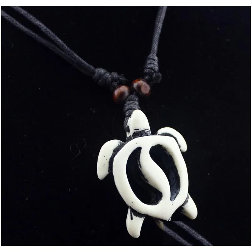 turtle necklace men womens imitation yak bone cute tortoise hawaii tribal surfer sea turtles charms pendants necklaces