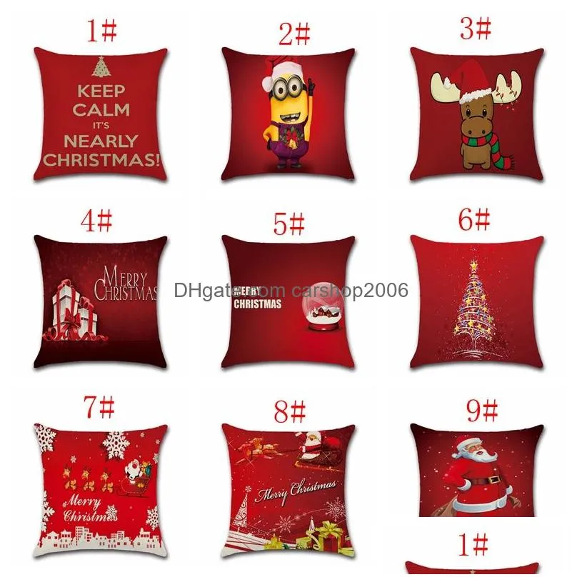 red christmas cushion cover pillowcase home linen christmas pillow cover 18x18 inch xmas tree santa claus print pillow cover dbc