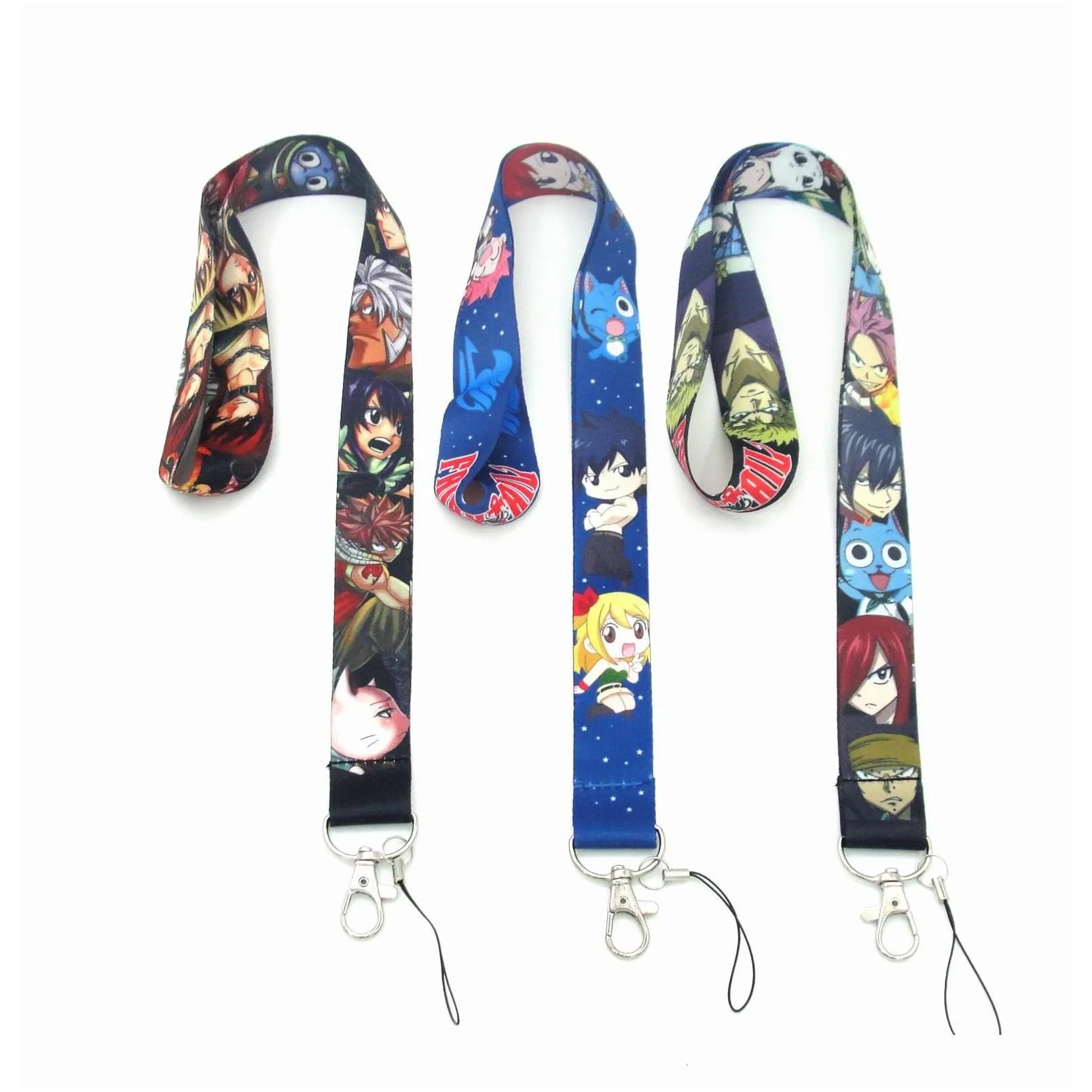 2021 cartoon japan fairy tail lanyard id badge holder keys mobile phone neck id holders for car key id card mobile phone 36