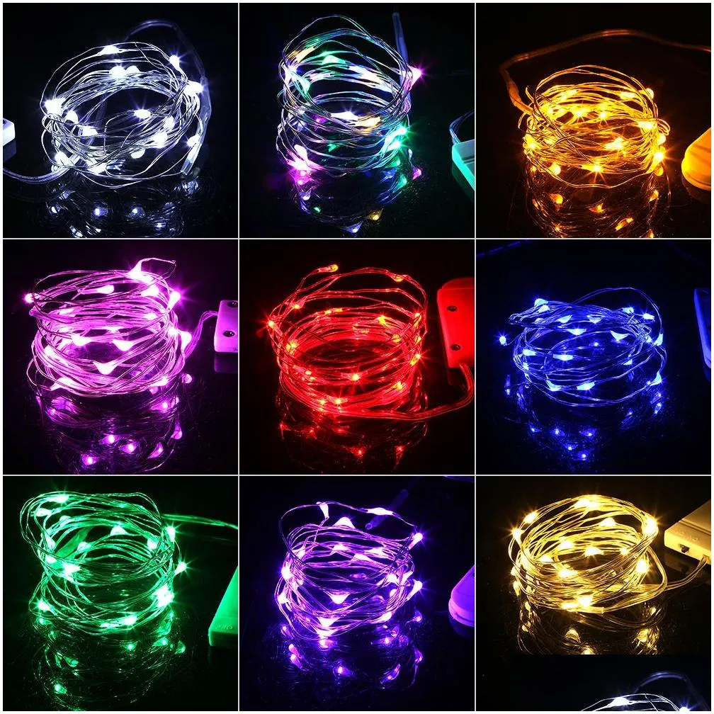 2m 20 led fairy lights string starry cr2032 button battery operated silver christmas halloween decoration wedding party light