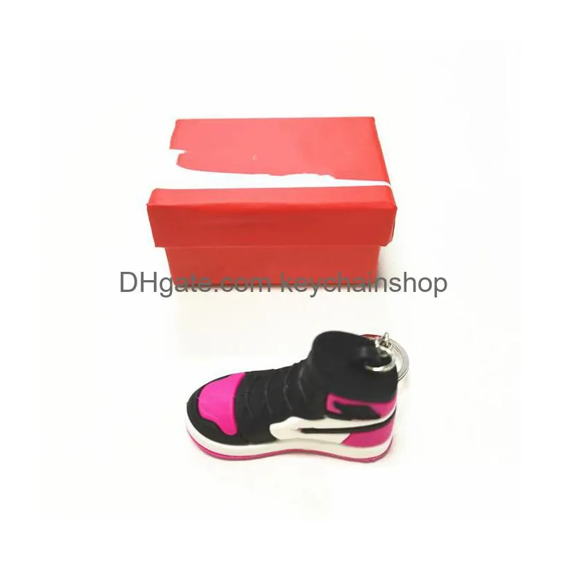 wholesale designer mini silicone sneaker keychain with box for men women kids key ring gift shoes keychains handbag chain basketball shoe key