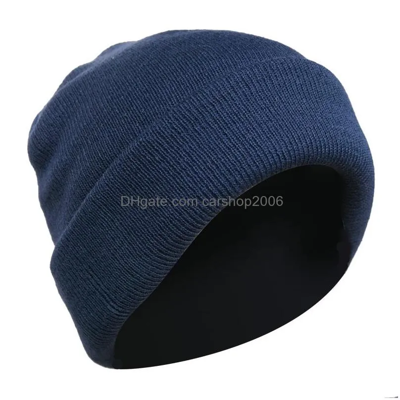thick man beanie hat ear warm windproof winter hat solid color hip hop hats cap soft elastic men wool knitted hat gift wholesale dbc