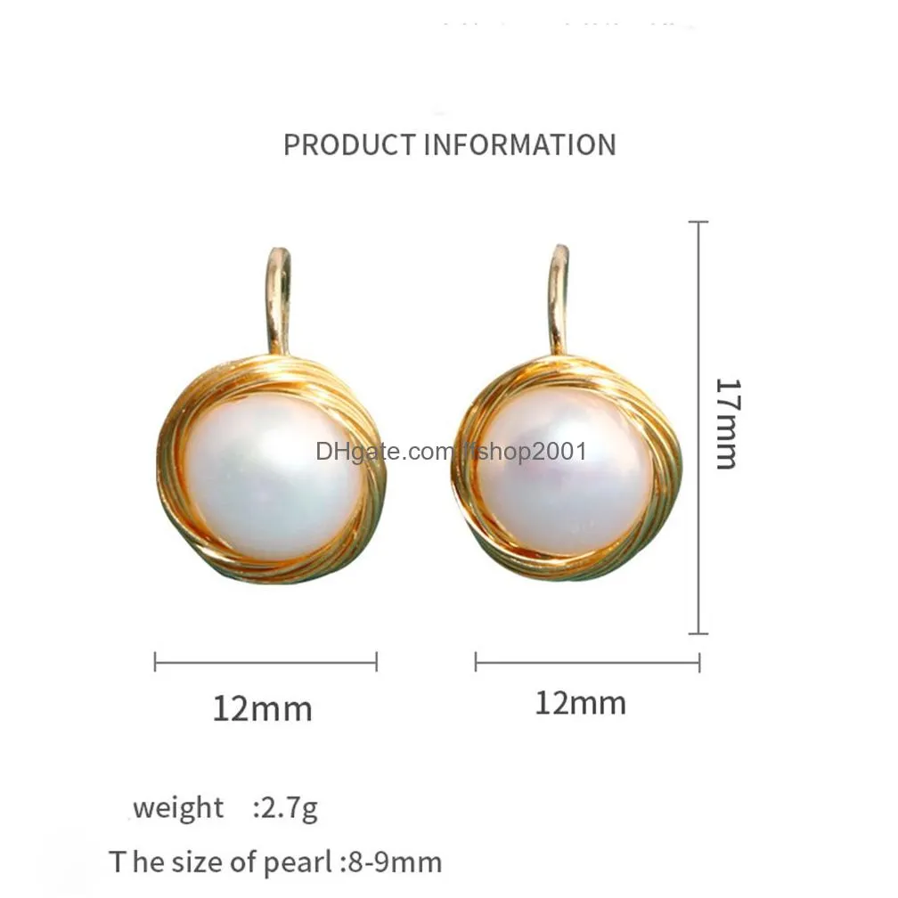 s925 pearl stud earring 18k real gold plated prevent allergy earrings no pierced ears ear clip painless freshwater natural pearls