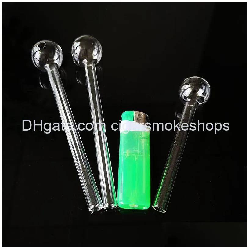 4 inch 6 inches clear pyrex glass oil burner pipe straight tube type smoking pipes mini small spoon handpipe smoking accessories