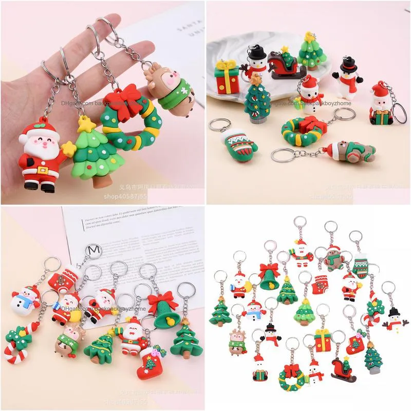 christmas keychain party favor men women pendant couple key ring ornaments key chain xmas gift