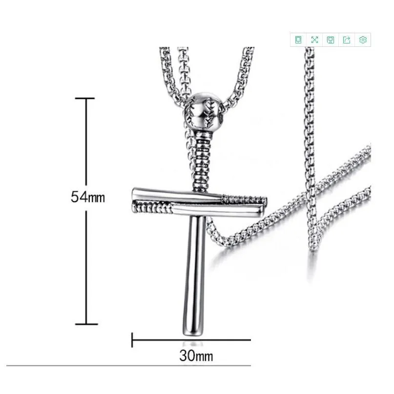 2020 baseball bat cross pendant necklace stainless steel original bat cross