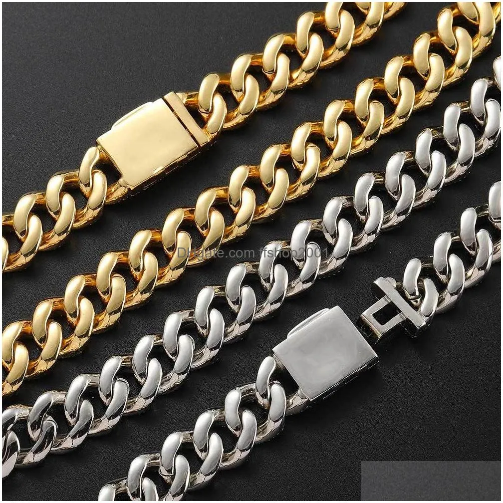 15mm hip hop t cubic zirconia tennis chain 18k real gold plated graduated link necklaces