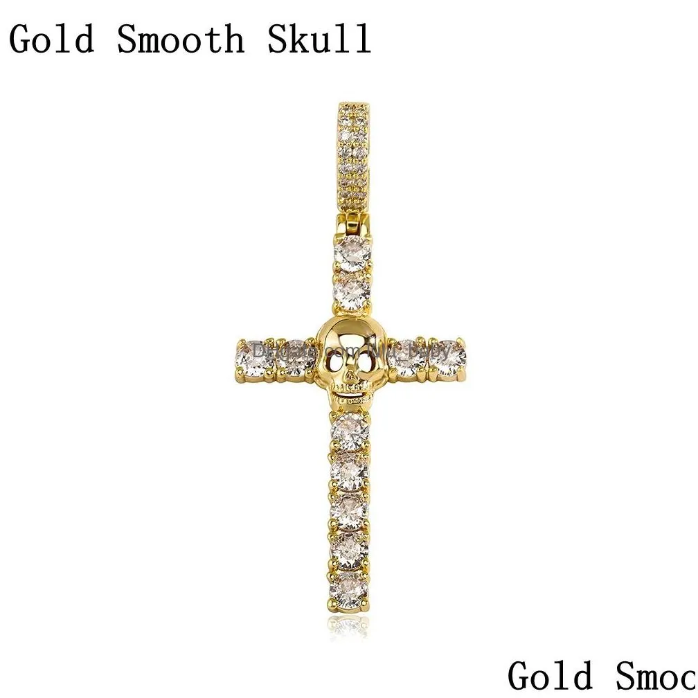 hip hop skull cross pendant necklace 14k real gold plated jewelry women men gift