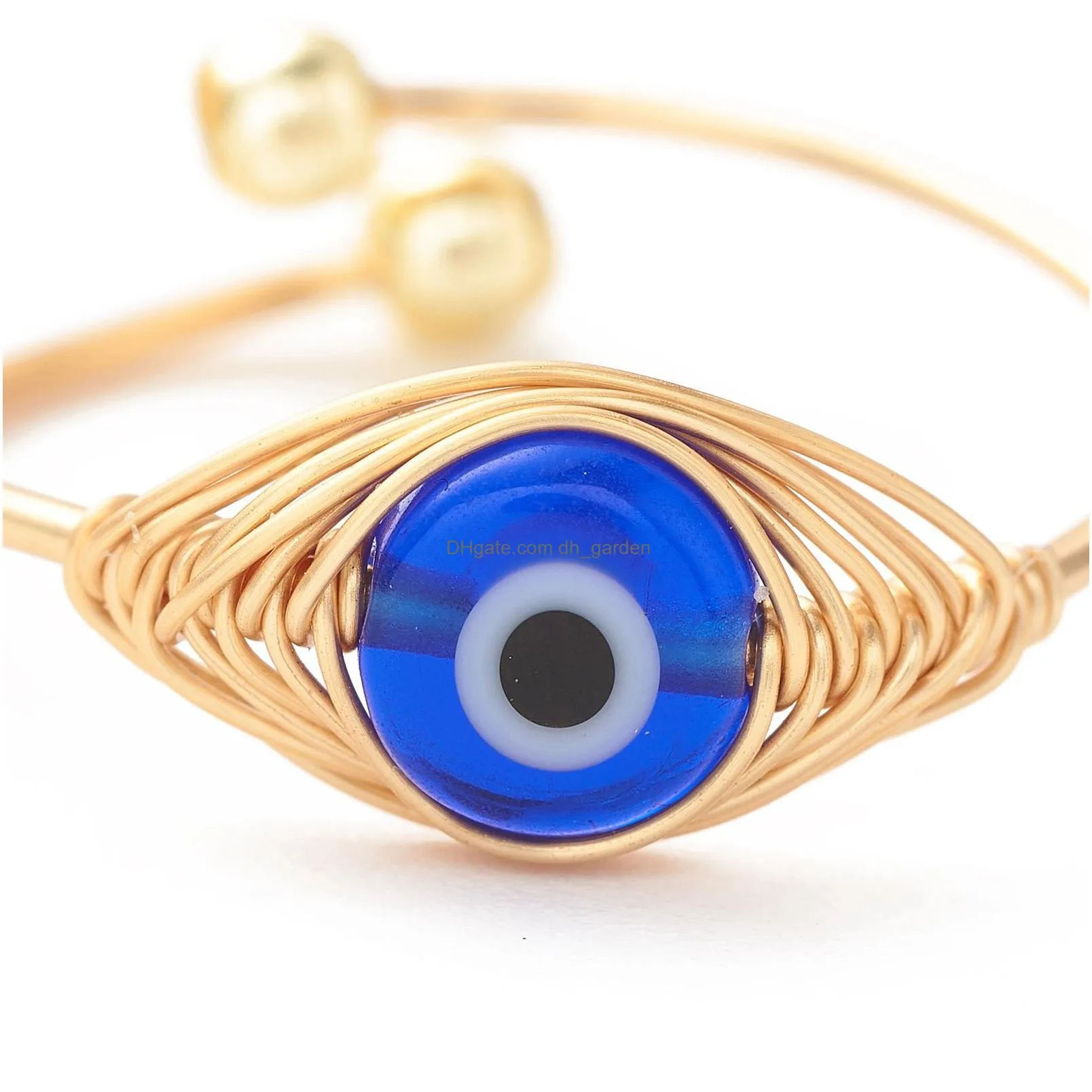 simple copper lucky turkish evil eyes ring blue geometric open design rings wedding jewelry friends