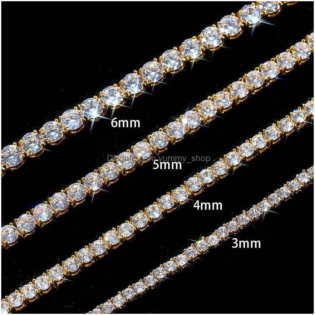 mens diamond tennis chains 18k gold plated graduated hip hop jewelry for bling lovers