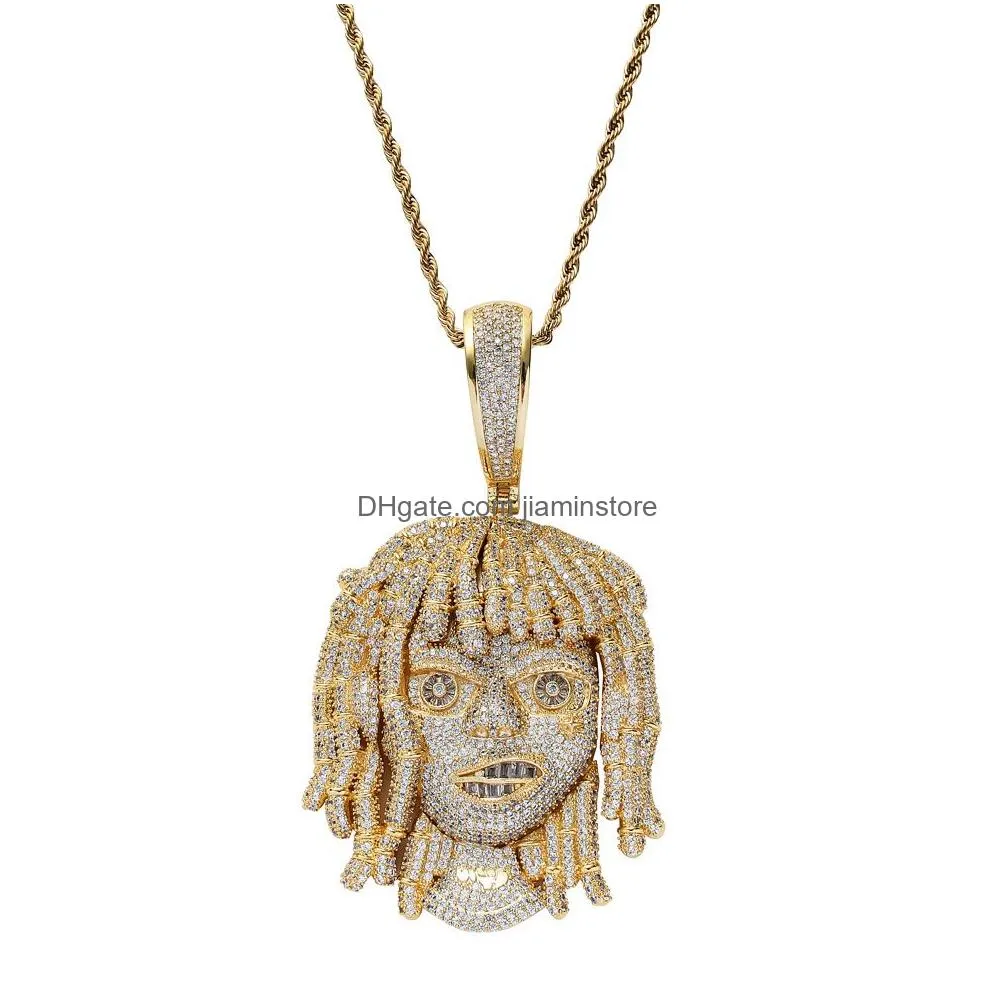 hip hop rap large pendant necklace full bling 5a zircon 18k real gold plated jewelry