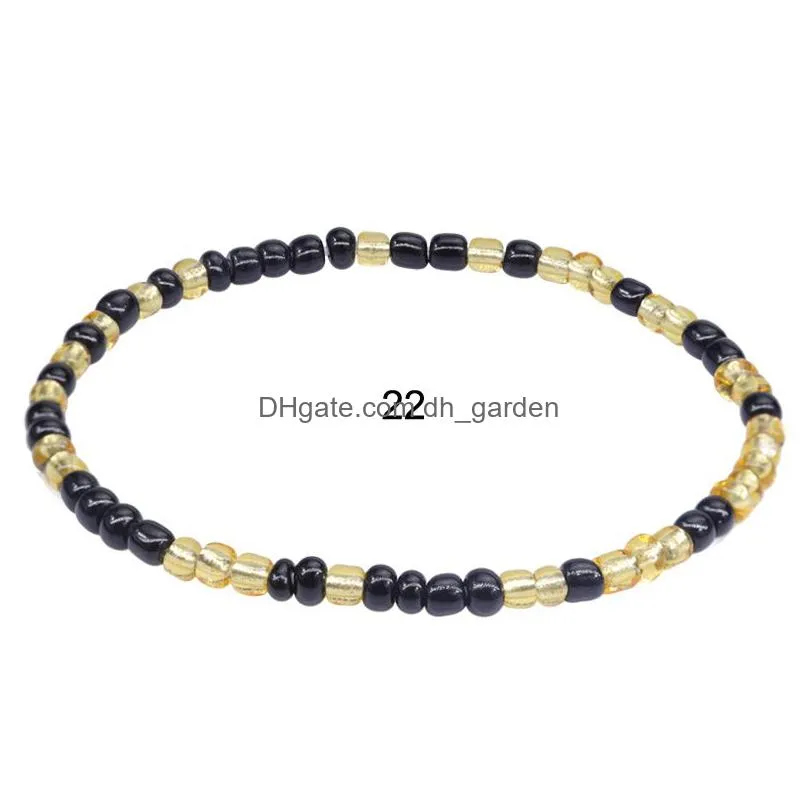 handmade rope chain glass crystal rice beaded elasticity bracelets for women jewelry