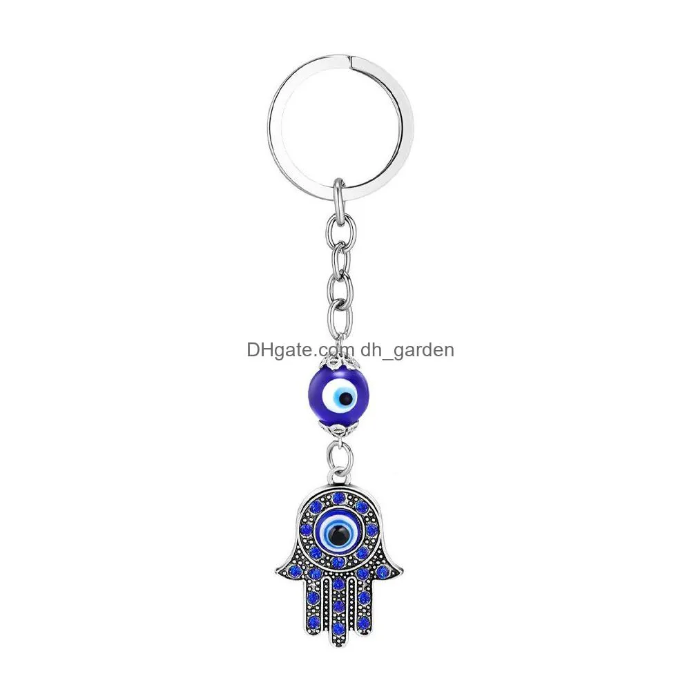 bulk turkish evil eye keychains lucky blue zircon eye charm key chain vintage keyring for men women car key pendant