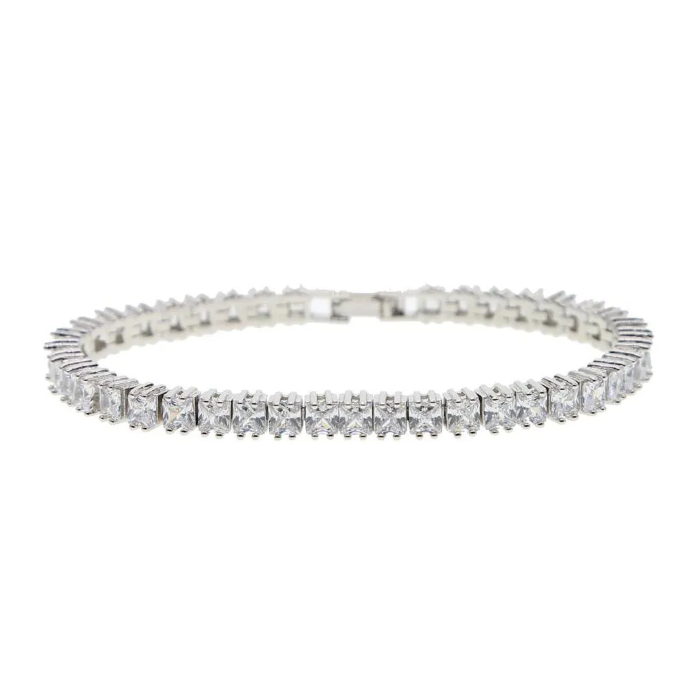 fashioh hip hop 5mm cz tennis bracelet zircon beads men bangle chains strand bracelets for women pulseiras bijoux silver crystal