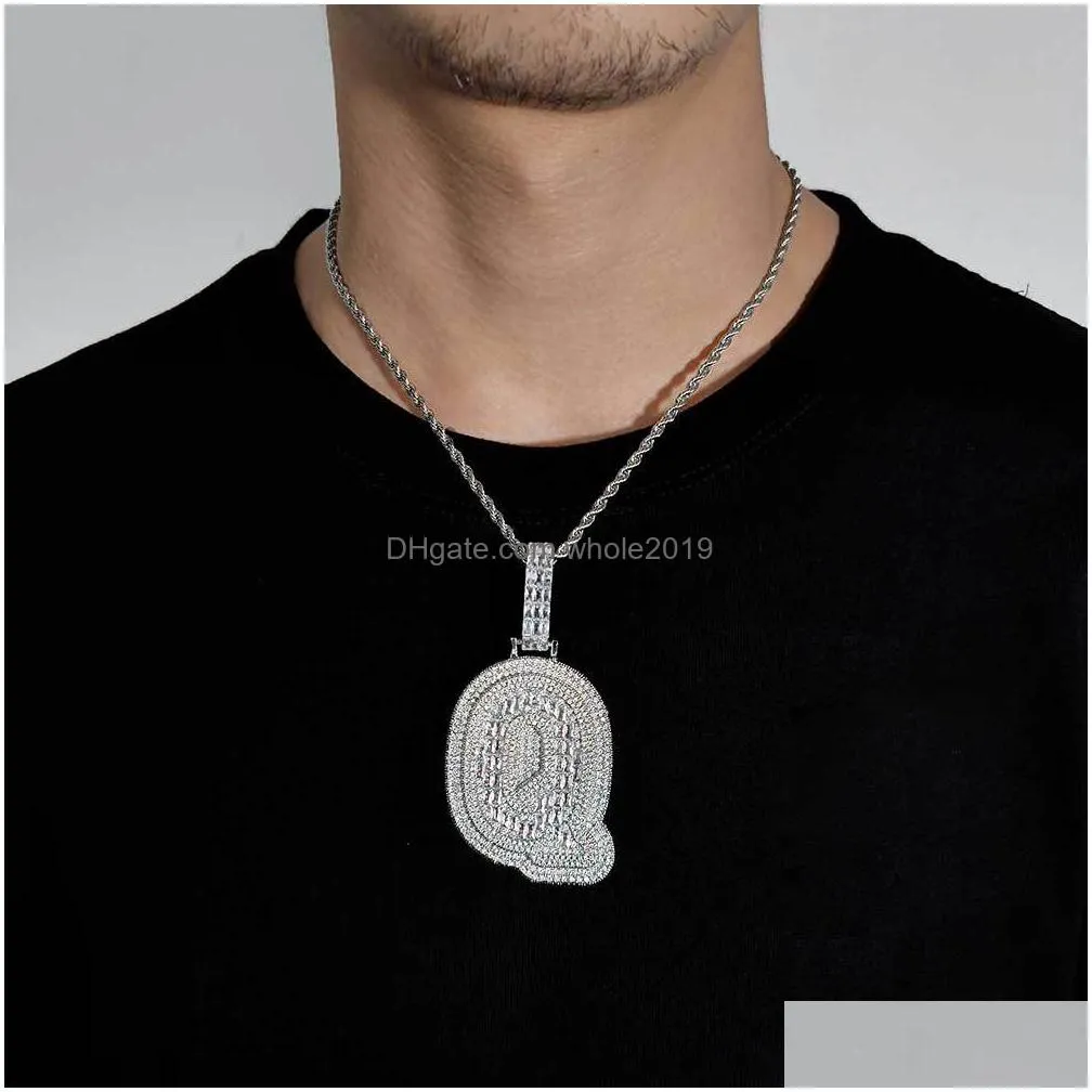 az custom large letters pendant necklaces full bling zircon women men gift