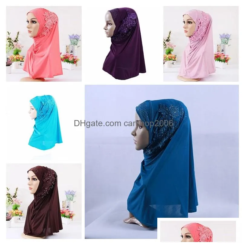 islam mask muslim headscarf high quality fashion silk drill long scarf woman summer national wind cover vf0011