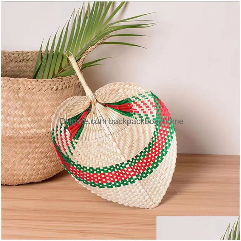 colorful woven straw bamboo hand fan favor party baby environmental protection mosquito repellent fans for summer creative gift