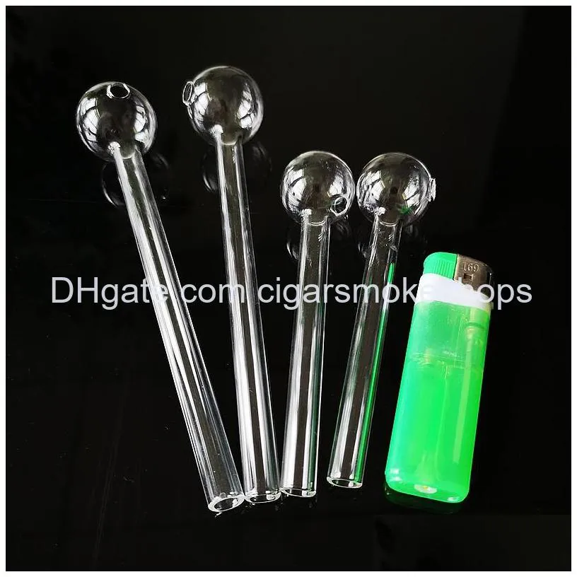 4 inch 6 inches clear pyrex glass oil burner pipe straight tube type smoking pipes mini small spoon handpipe smoking accessories
