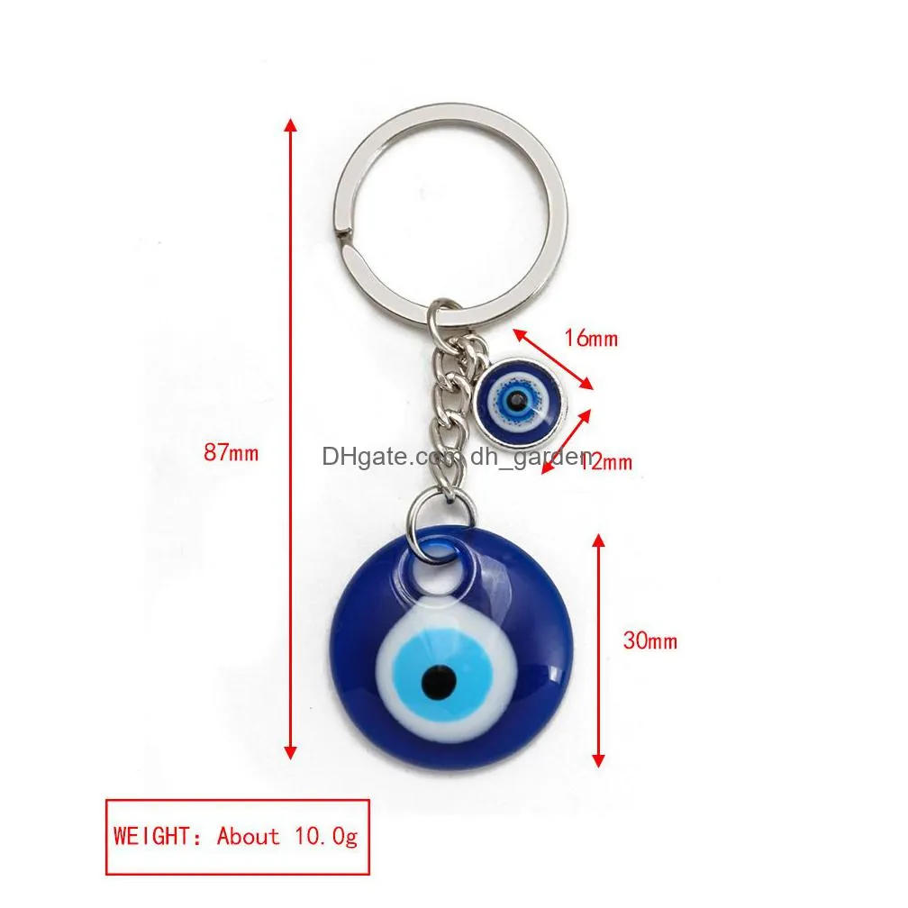 round turkish evil eye keychains lucky resin blue pink red eye heart charm key chain keyring for men women car key pendant