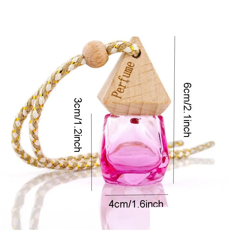car perfume bottle pendant  oil diffuser 9 colors bag clothes ornaments air freshener pendants empty glass bottles bh1908 zx