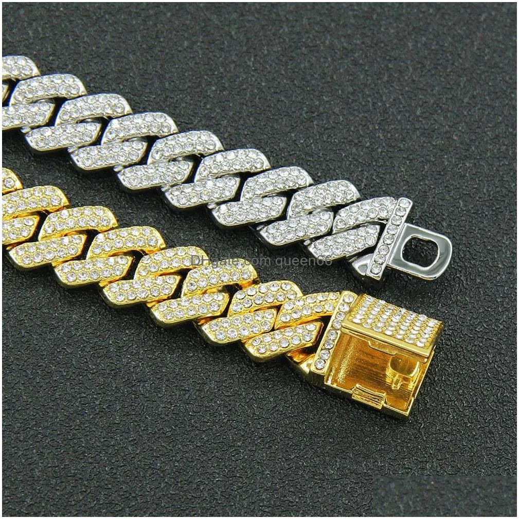 fashion cuban link chain necklace bracelet set heavy 18k gold plated metal necklace for boys girls design buckle fashion jewelry