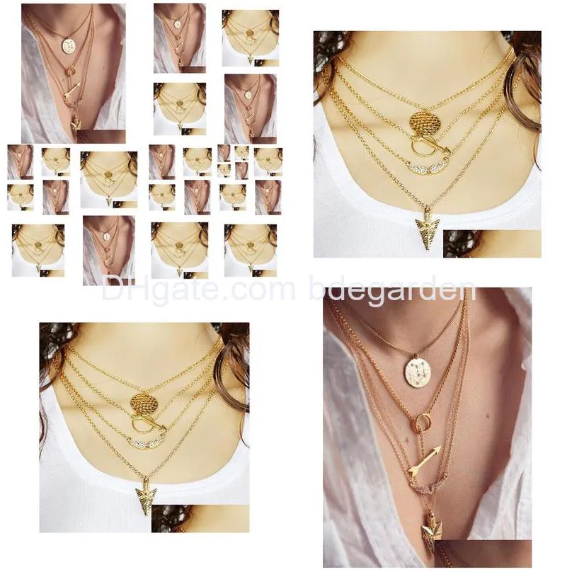 necklaces pendant women men modern dainty arrow char gold charms plated chain long pendant necklaces