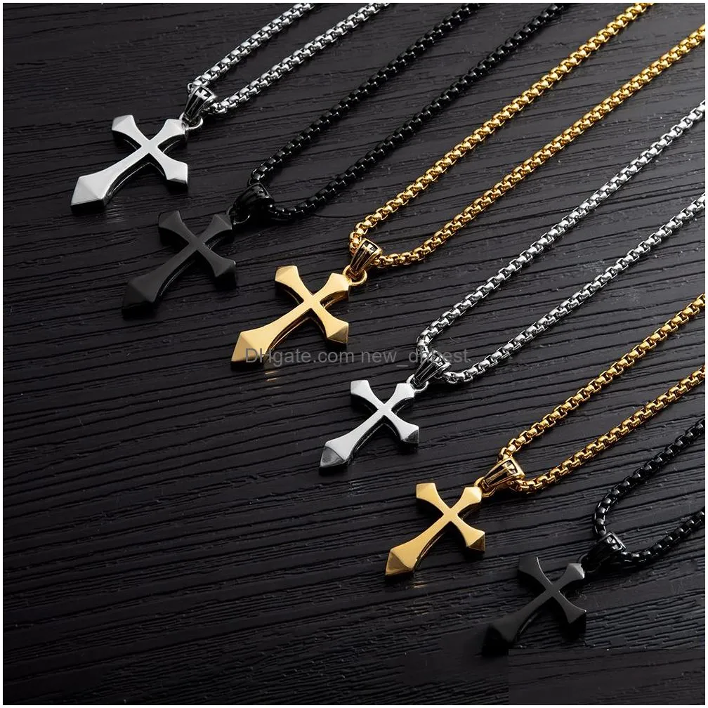 charm cross titanium steel pendant necklace stainless steel pendants men women lover gift couple religious jewelry