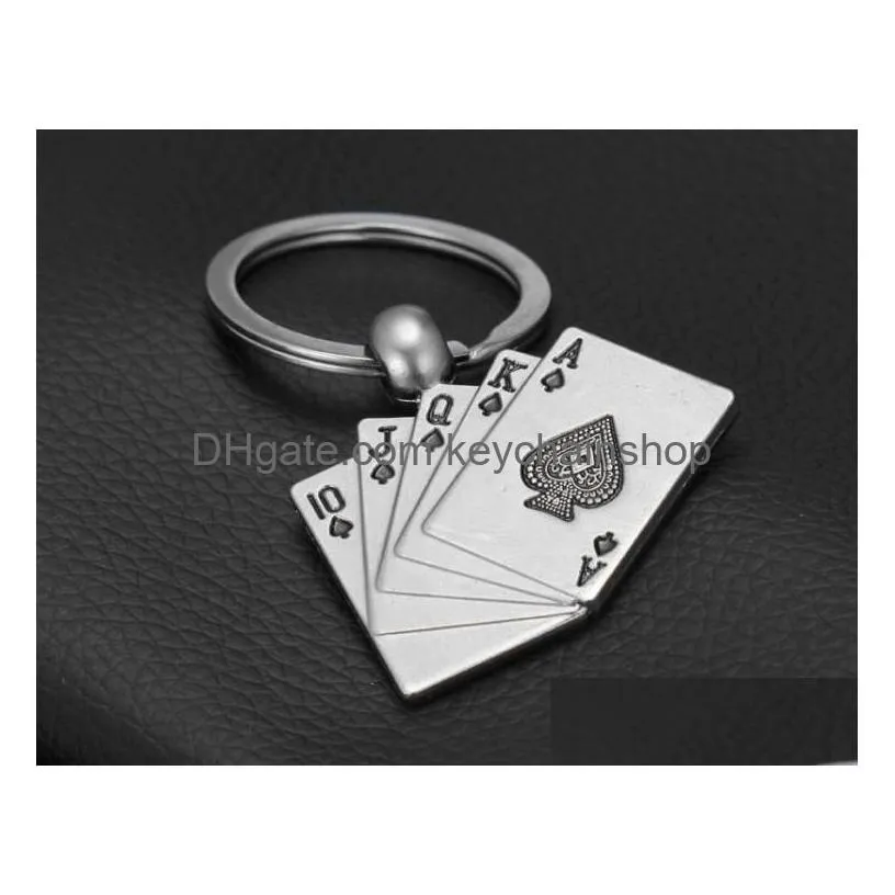 poker flush key chain metal creative hearts spade flush poker key chain creative poker key chain