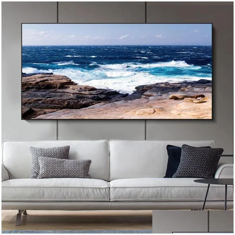 beach landscape canvas painting indoor decorations wood bridge wall art pictures for living room home decor sea sunset prints