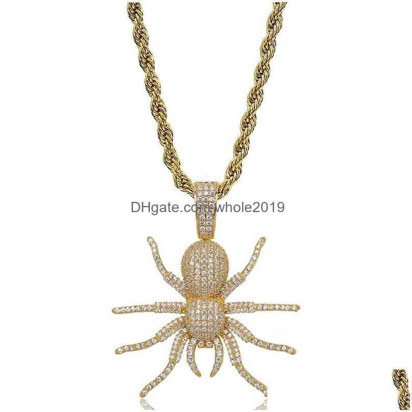 hip hop boutique spider pendant mens bling 18k real gold necklaces jewelry