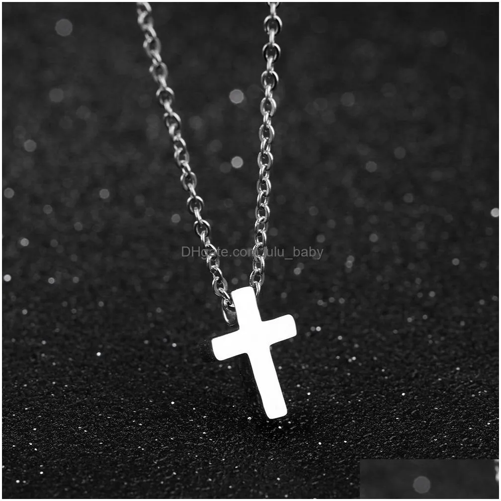 charm mini cross pendant necklace 18k gold plated classic necklace religious jewelry