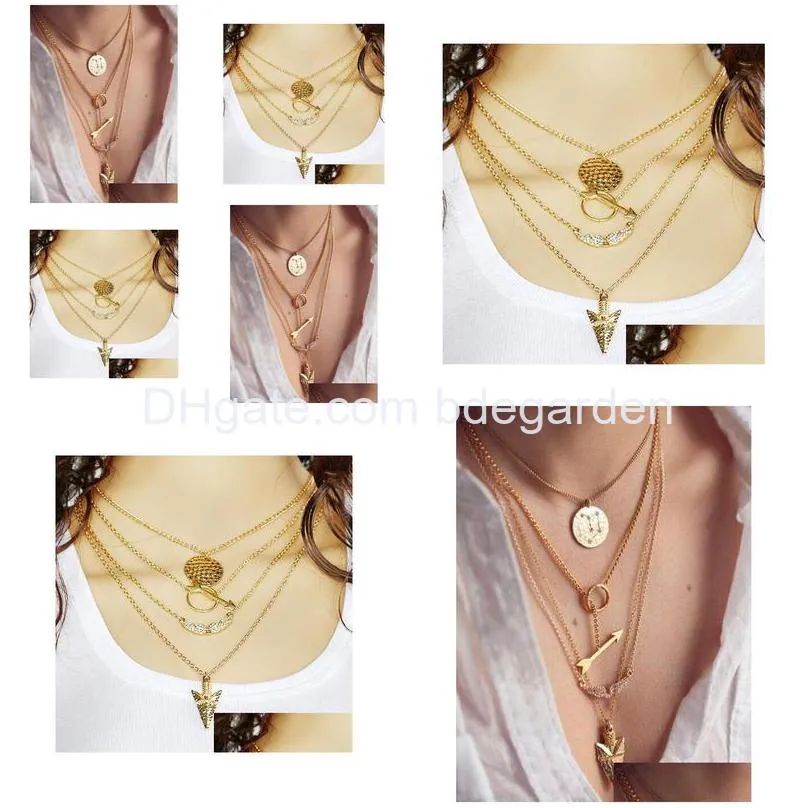 necklaces pendant women men modern dainty arrow char gold charms plated chain long pendant necklaces