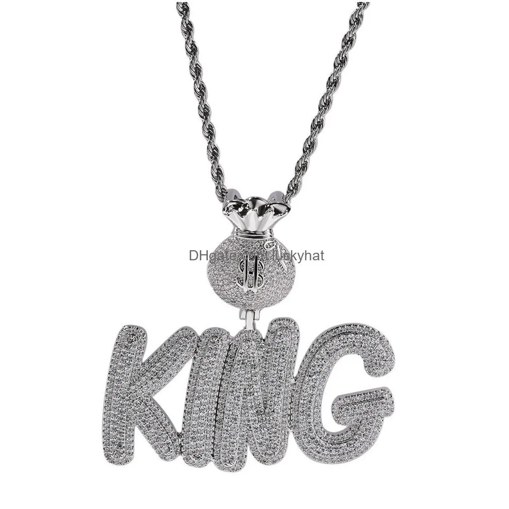 topbling az custom name letters pendant necklaces dollar symbol buckle full bling zircon