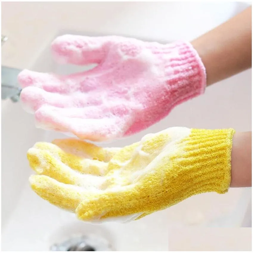 exfoliating bath gloves scrubbers for shower body massage double sided scrubber mitts glove dead skin cell remover sponge wash skins moisturizing spa foam 13